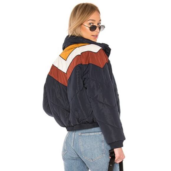 Free People navy heidi chevron puffer coat - Picture 2 of 5